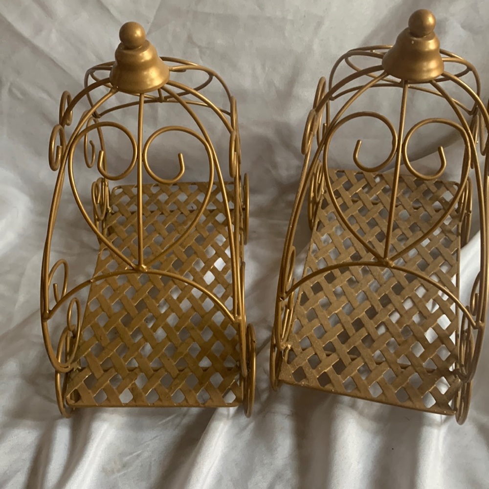 11" Gold Wrought Iron Cinderella Pumpkin Carriage Table Centerpiece